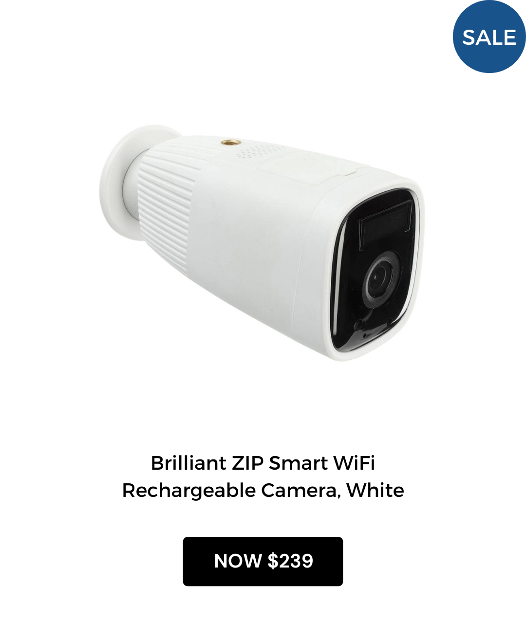 Brilliant ZIP Smart WiFi Rechargeable Camera, White